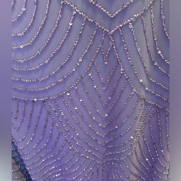 Adrianna Pappel | Art Deco Beaded Blouson Dress in Blue Mist - Picture 9 of 12